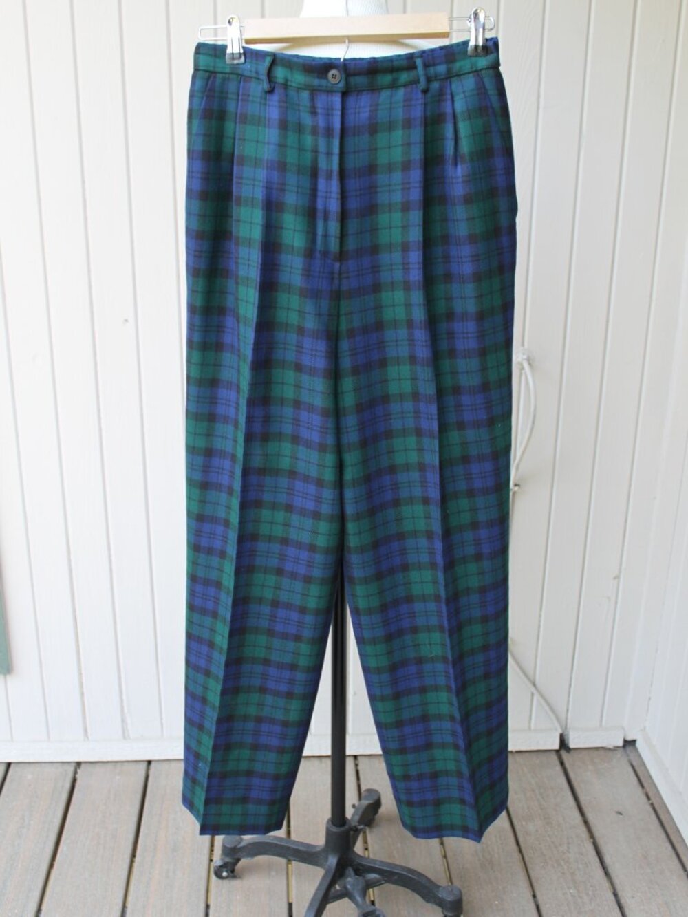 Vintage Pendleton Wool Plaid Pants Black Watch Tartan High Waist 10 - Picture 2 of 6